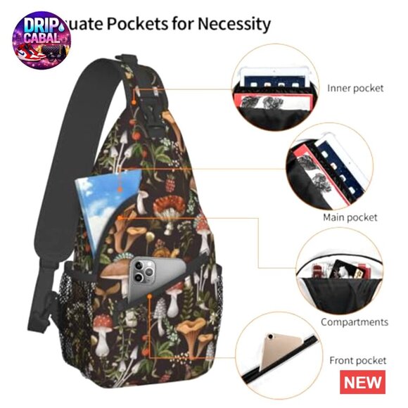 Vintage Elephant Sling Backpack Adjustable Daypack Travel Hiking Unisex Chest